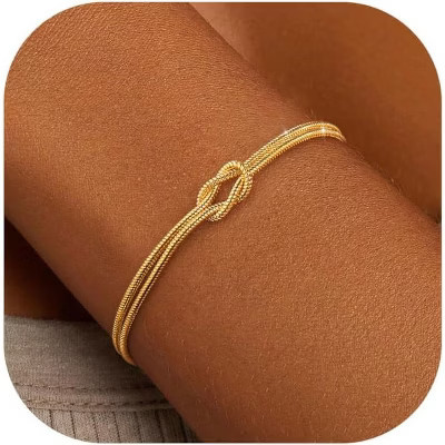 14K Gold Plated Bracelet for Women Non Tarnish Heart Pearl Knot Beaded Bracelets Stack Set A.Knot-gold 6.3 | Target