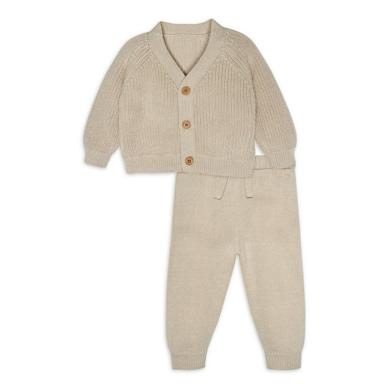 Modern Moments By Gerber Baby Unisex Knit Cardigan Sweater & Jogger Set, 2 Piece, Sizes 0/3-24M | Walmart (US)