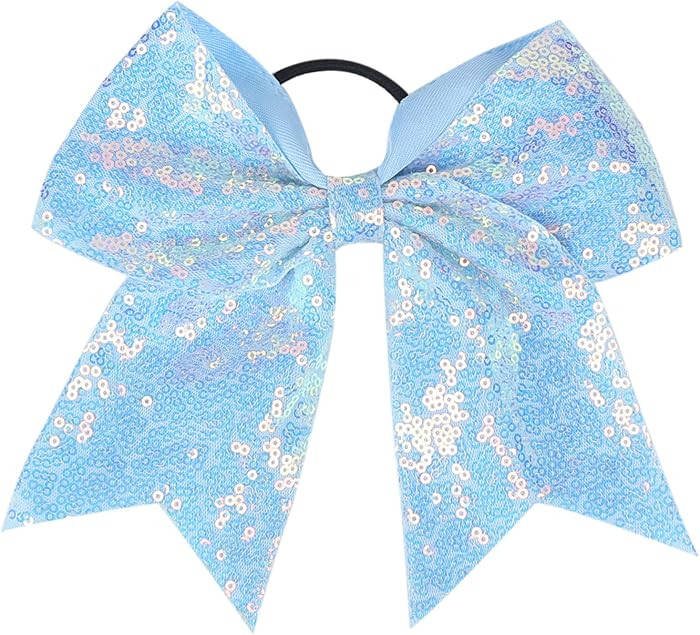 Women Girls Kids Teens Sequins Hair Bows Elastic Hair Tie Ribbon Large Cheer Bow Ponytail Holder ... | Amazon (US)