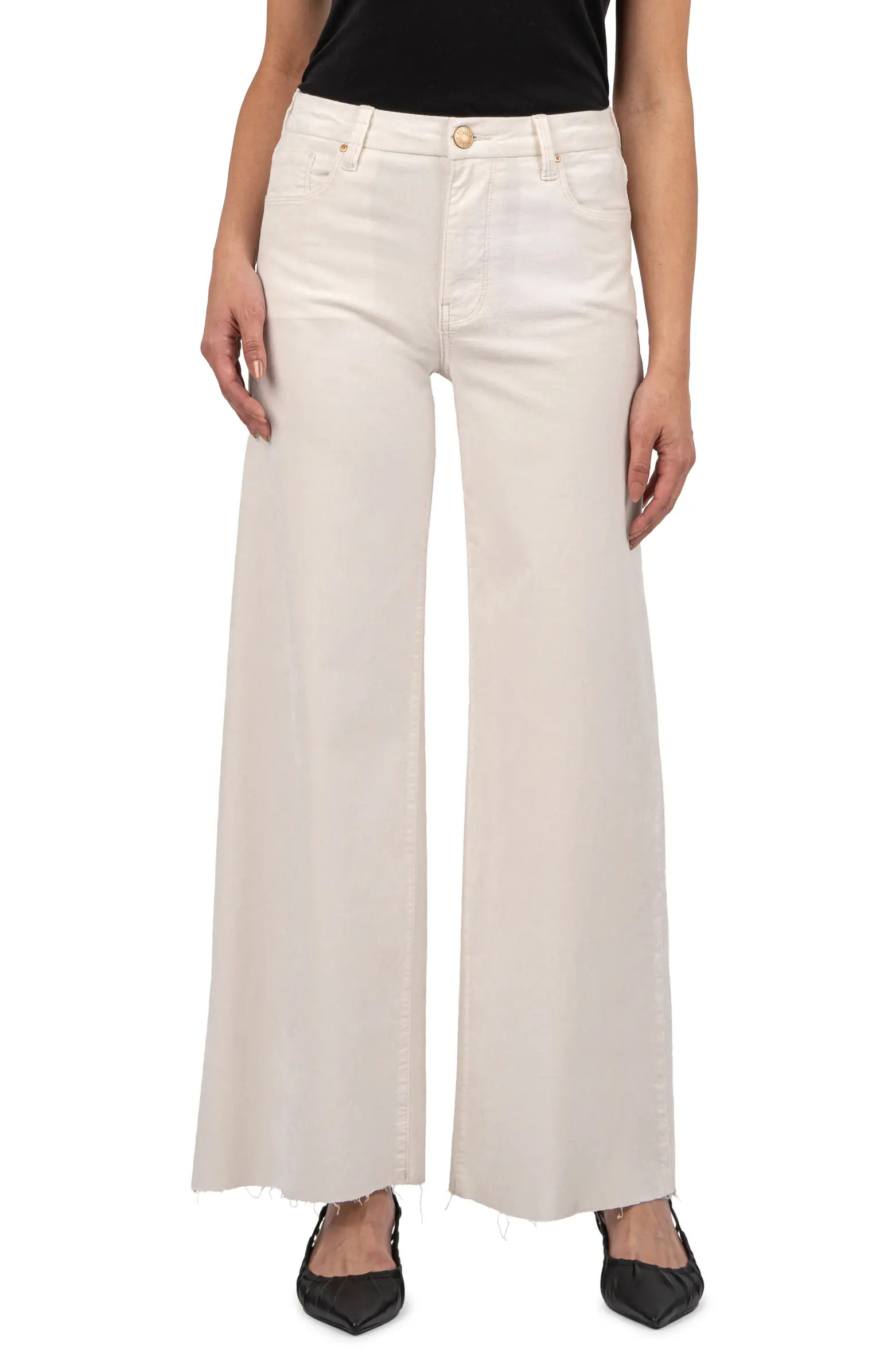 Meg High Waist Raw Hem Ankle Wide Leg Jeans | Nordstrom