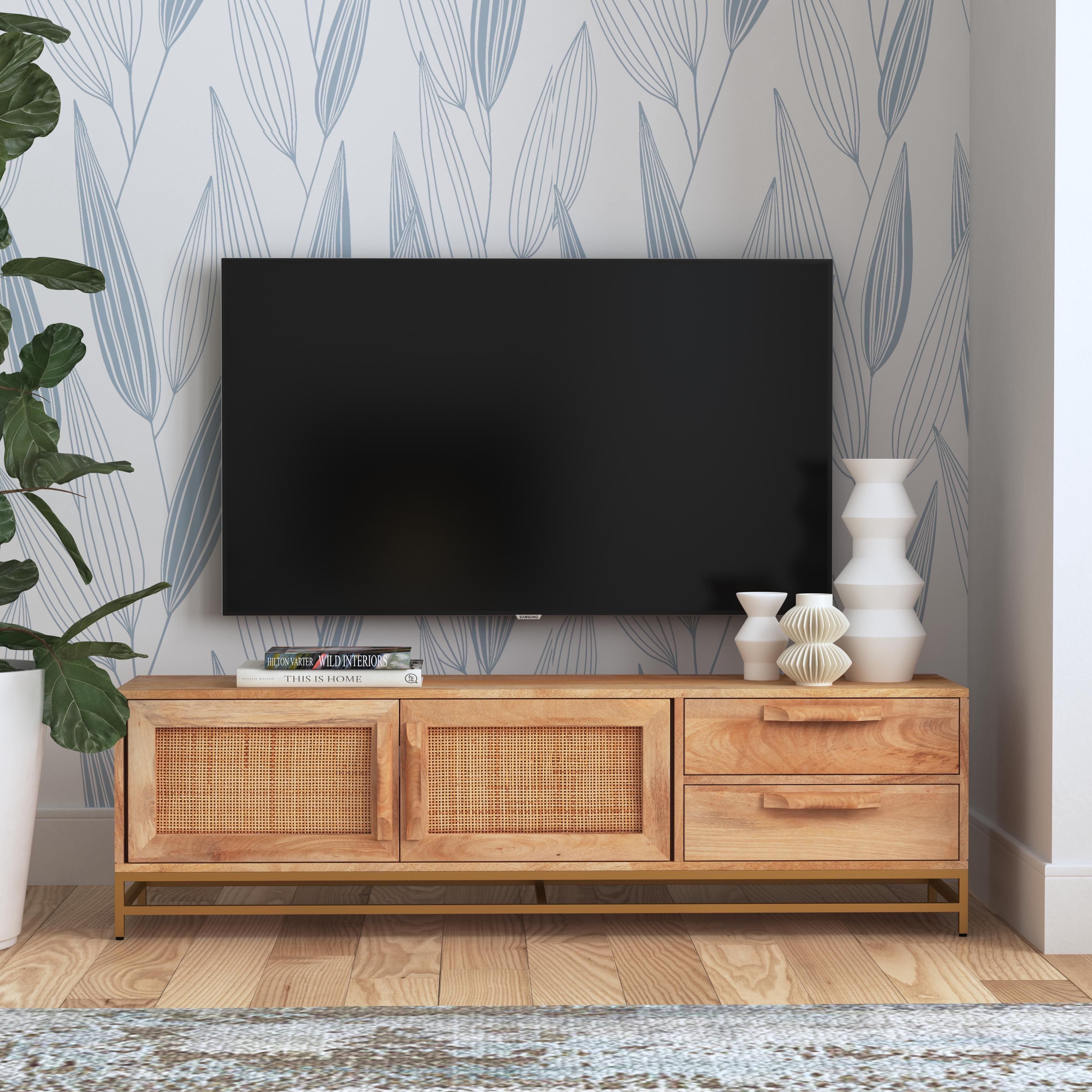 Blair Rattan TV Stand for TVs up to 60", Mango Wood - Walmart.com | Walmart (US)