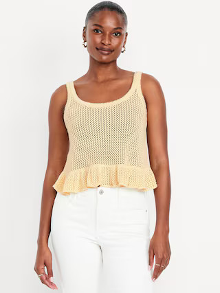 Sleeveless Open-Stitch Peplum Sweater | Old Navy (US)