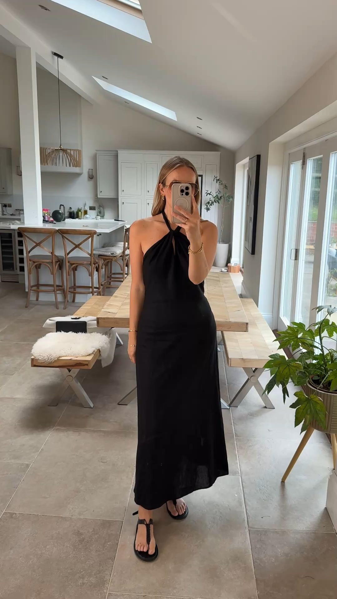 Stunning linen sun dress that will sell out! 
Available in 2 shades - I’m wearing the medium which I’d say fits like a 12-14 - my bust is 34C 

Styled with those stylish leather thong sandals, cushioned sole & super comfortable. True to size. 

#LTKsummer #LTKdresses #LTKtravel