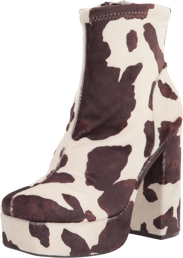 Steve Madden Bianca Black Patent Block Heel Squared Toe High Heel Ankle Boots | Amazon (US)