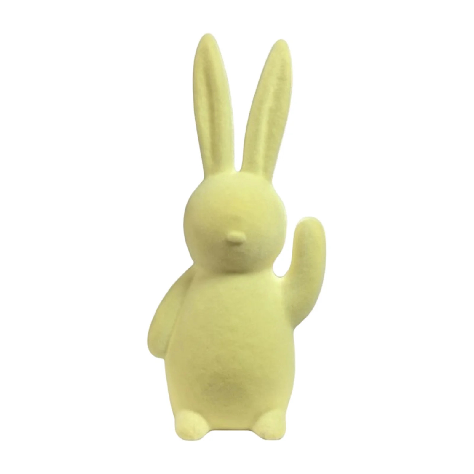 Flocked Easter Bunny Figurine, 15.2" Large Waving Easter Rabbit Statue, Velvet Texture Bunny Deco... | Walmart (US)