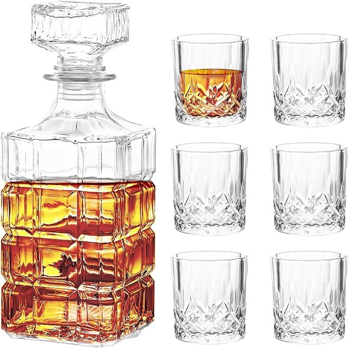 7-Piece Whiskey Sealed Bottle and Glass set,750ml Premium Bottle,6 x 220ml Premium Glasses and Gl... | Amazon (US)