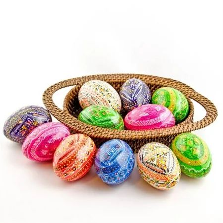 BestPysanky 12 Hand Painted Ukrainian Wooden Easter Eggs in Assortment | Walmart (US)