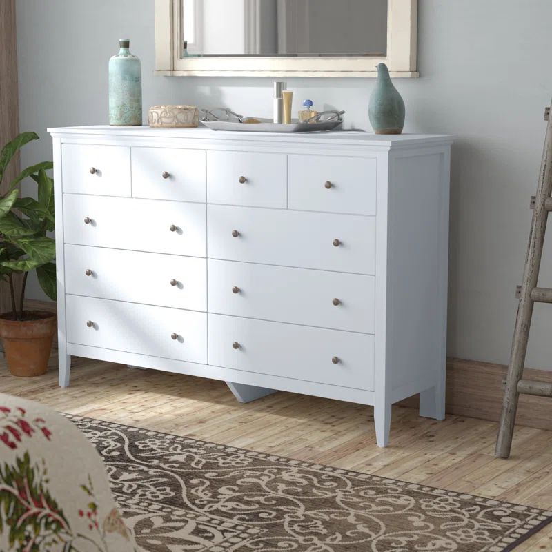 White Sonja 8 Drawer Double Dresser with Mirror | Wayfair North America