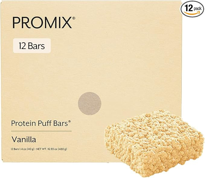 ProMix Nutrition Protein Puff Bars, 12-Pack - Madagascar Vanilla - Marshmallow Crispy Treat - Gre... | Amazon (US)