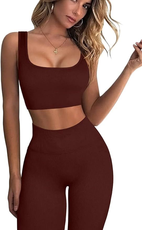 Beaufident Workout Sets for Women Active 2 Piece Seamless Matching High Waist Yoga Set Gym Outfit... | Amazon (US)