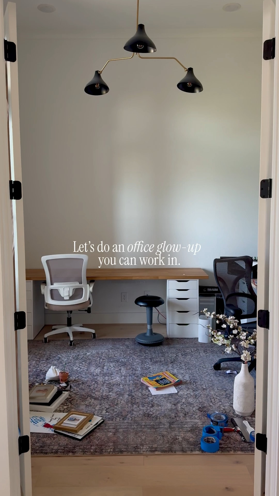 A glow-up you can work in 🤌🏻

Just needed a paint, cozy rug, arched accent cabinets, and a sleek standing desk, a total work-from-home dream. 

#officegoals #officeglowup #wfhinspo #officemakeover

#LTKWorkwear #LTKHome #LTKSaleAlert