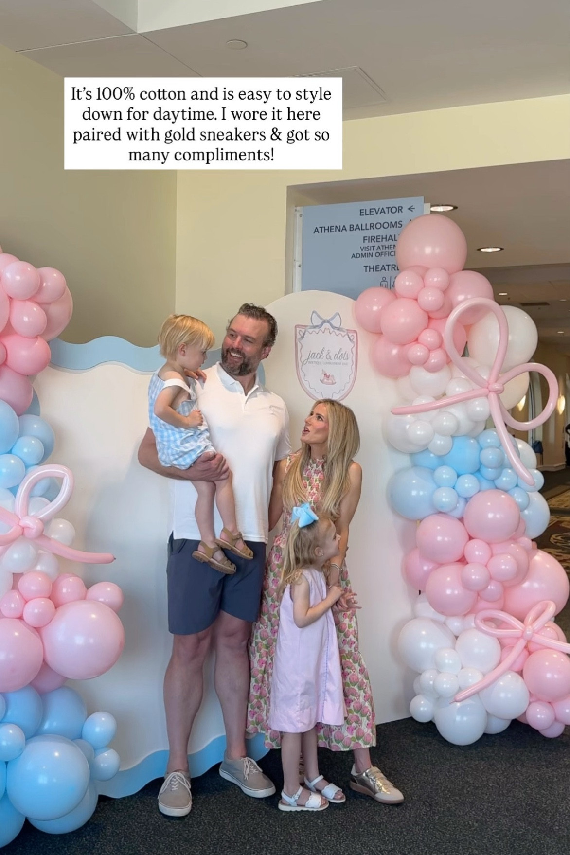 My favorite dress it is so easy to style up or down. I wore it here paired with gold sneakers and it also works great with heels for a dressier event.  The best part is it’s made with 100% cotton!  Would make for the prettiest Mother’s Day dress! 

#LTKdayinmylife #LTKMothersDay #LTKmomlife