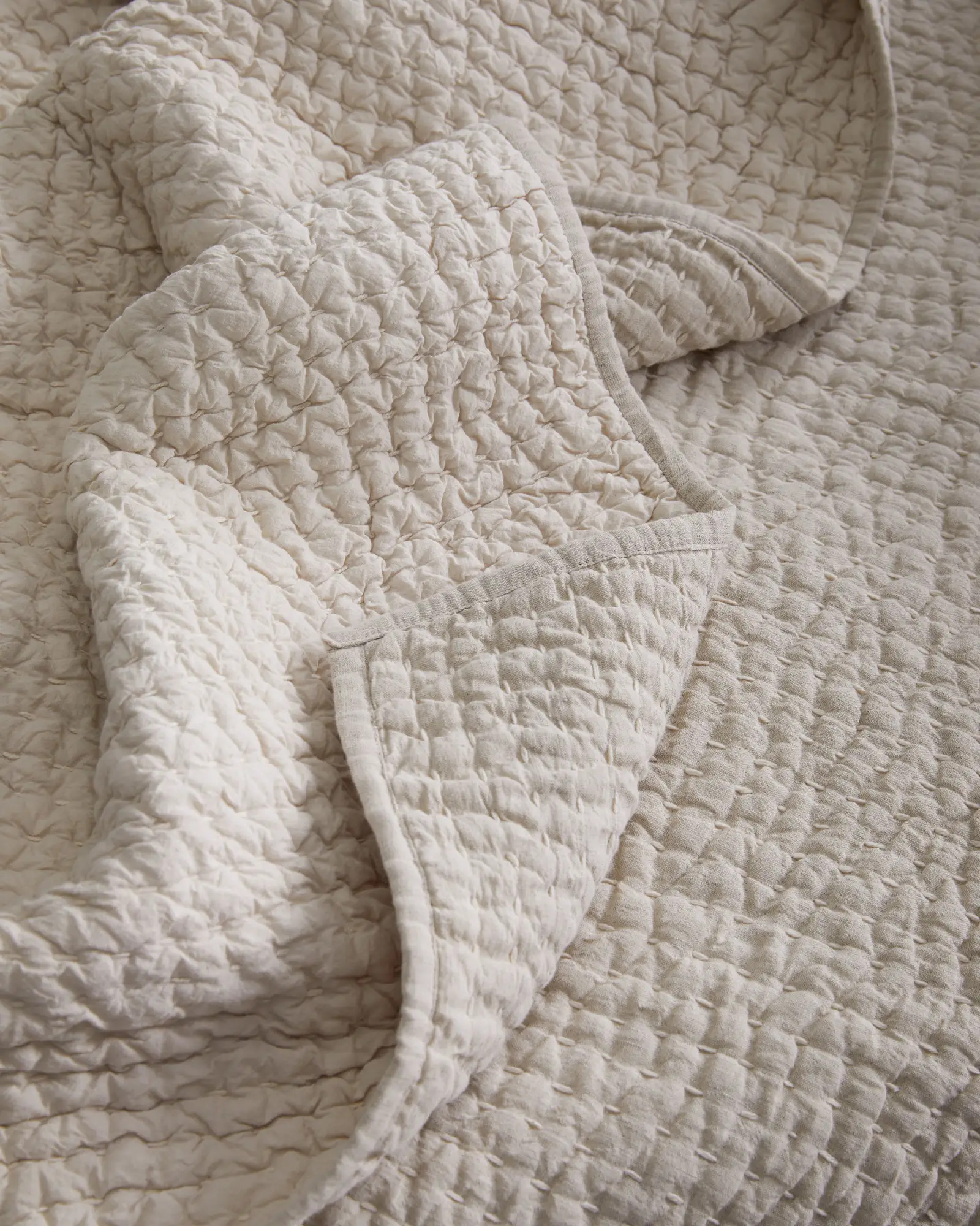 European Linen Cotton Stitch Quilt | Quince