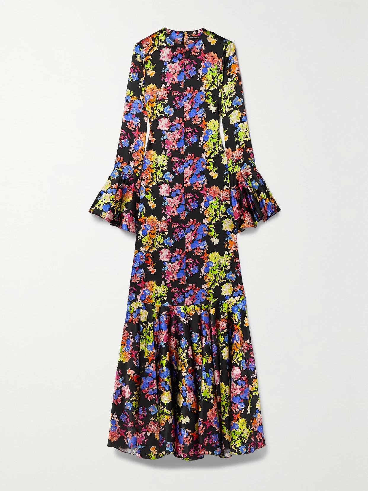 CAROLINE CONSTAS - Allonia Floral-print Stretch-silk Gown - Black | NET-A-PORTER (US)