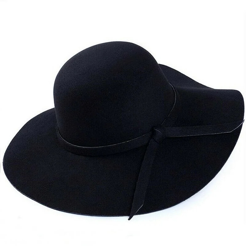 Vintage Women Wide Brim Floppy Warm Fashion Felt Hat Trilby Bowler Cool - Walmart.com | Walmart (US)