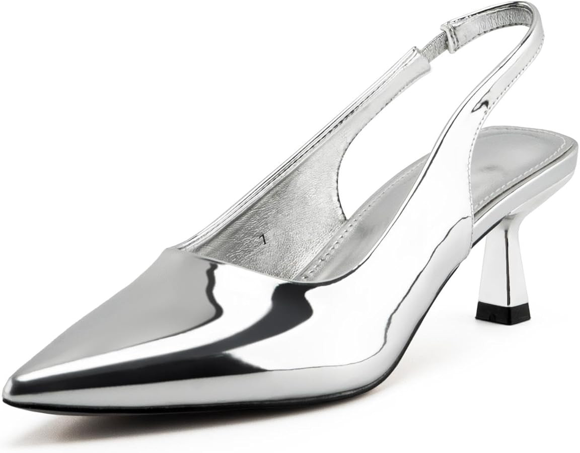 heelchic Metallic Pumps Shoes Women,Slingback Heels for Women,Sling Back Kitten Heels,Dress Shoes... | Amazon (US)