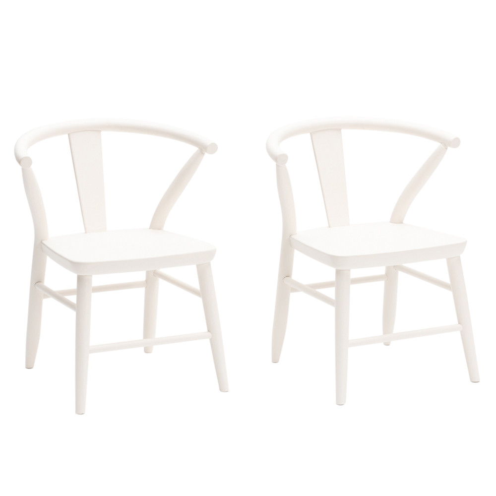 Milton & Goose Crescent Modern Classic White Wood Chair - Set of 2 | Kathy Kuo Home
