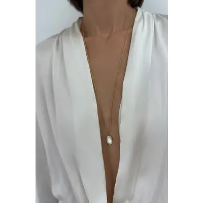 st. Moran Oval Mother-of-Pearl Pendant Necklace in White at Nordstrom | Nordstrom