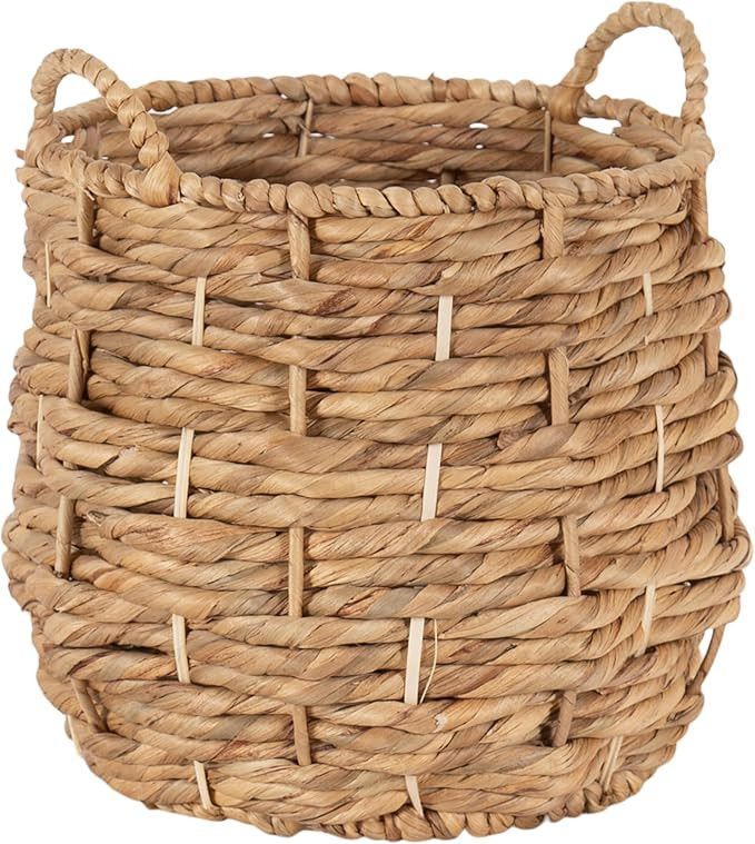 Kate and Laurel Livia Modern Woven Storage Basket, 13 x 13, Natural Water Hyacinth, Boho Wicker B... | Amazon (US)