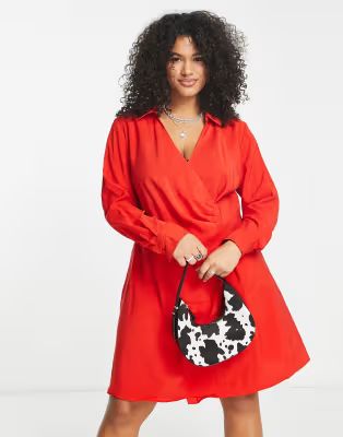 ONLY Curve wrap mini dress in red | ASOS (Global)