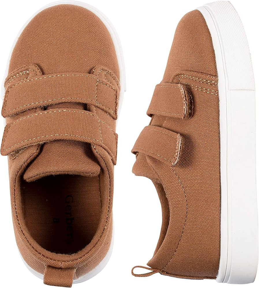 Gerber Kids Sneakers Crib Shoes Newborn Infant Toddler Neutral Boy Girl, Washed Rust Twill, 9 US ... | Amazon (US)