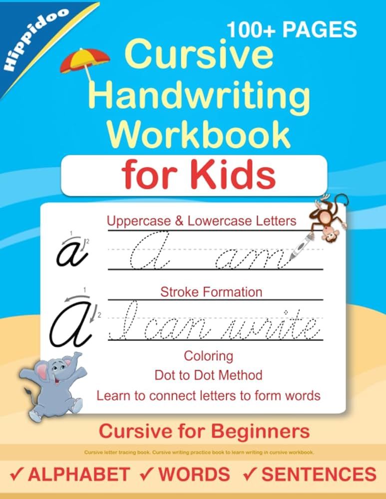 Cursive Handwriting Workbook For Kids: Cursive for beginners workbook. Cursive letter tracing boo... | Amazon (US)