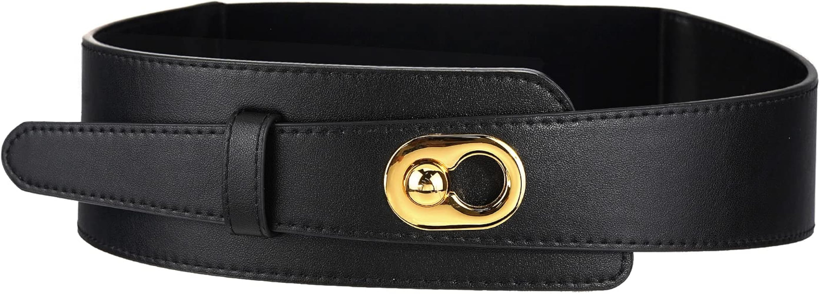 Glamorstar Leather Belts for Women Vintage Irregular Waist Belt Stretch Wide Belt for Dresses | Amazon (US)