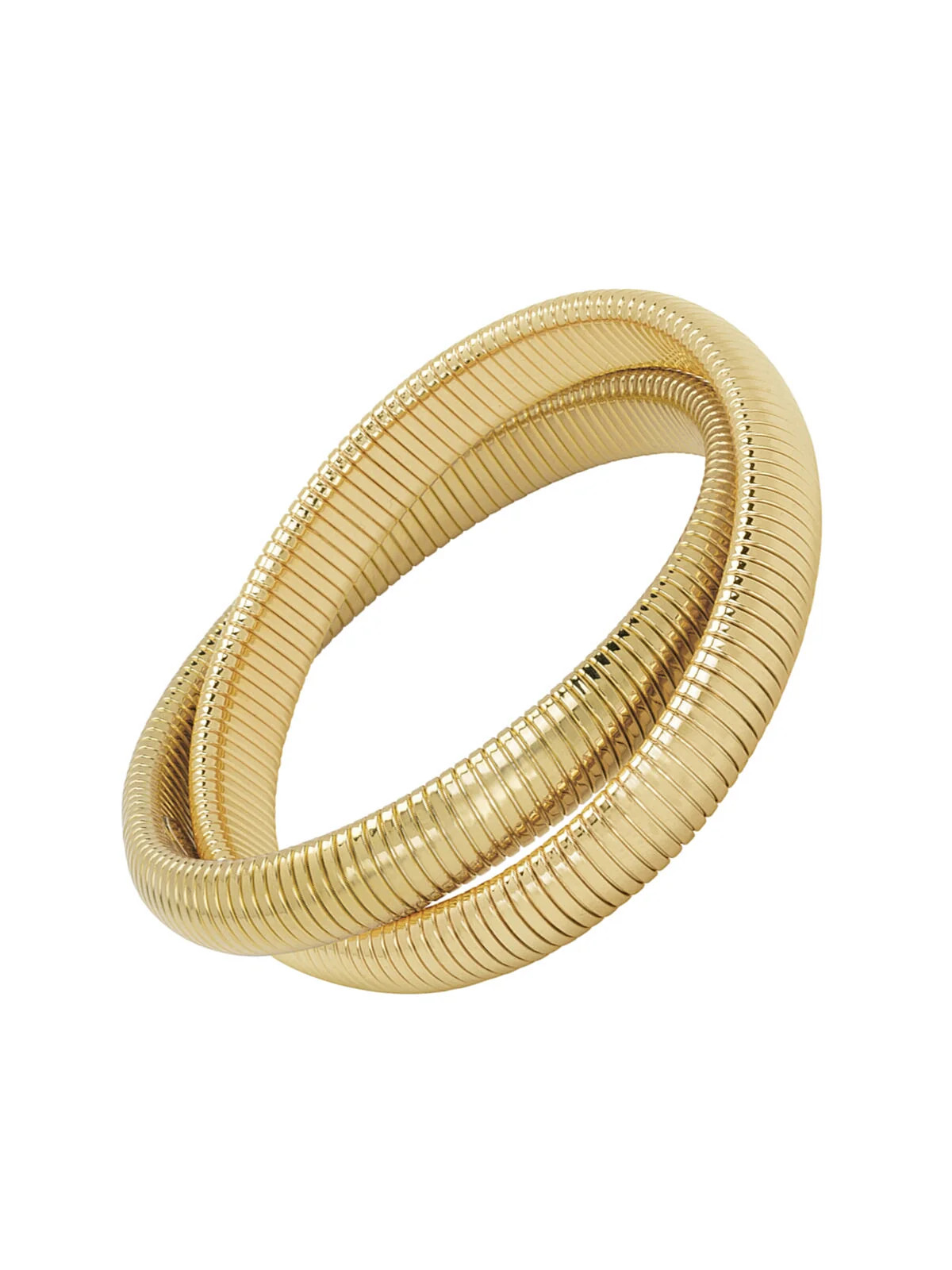 High Polished Yellow Gold Plated Medium Double Cobra Bracelet | YLANG 23