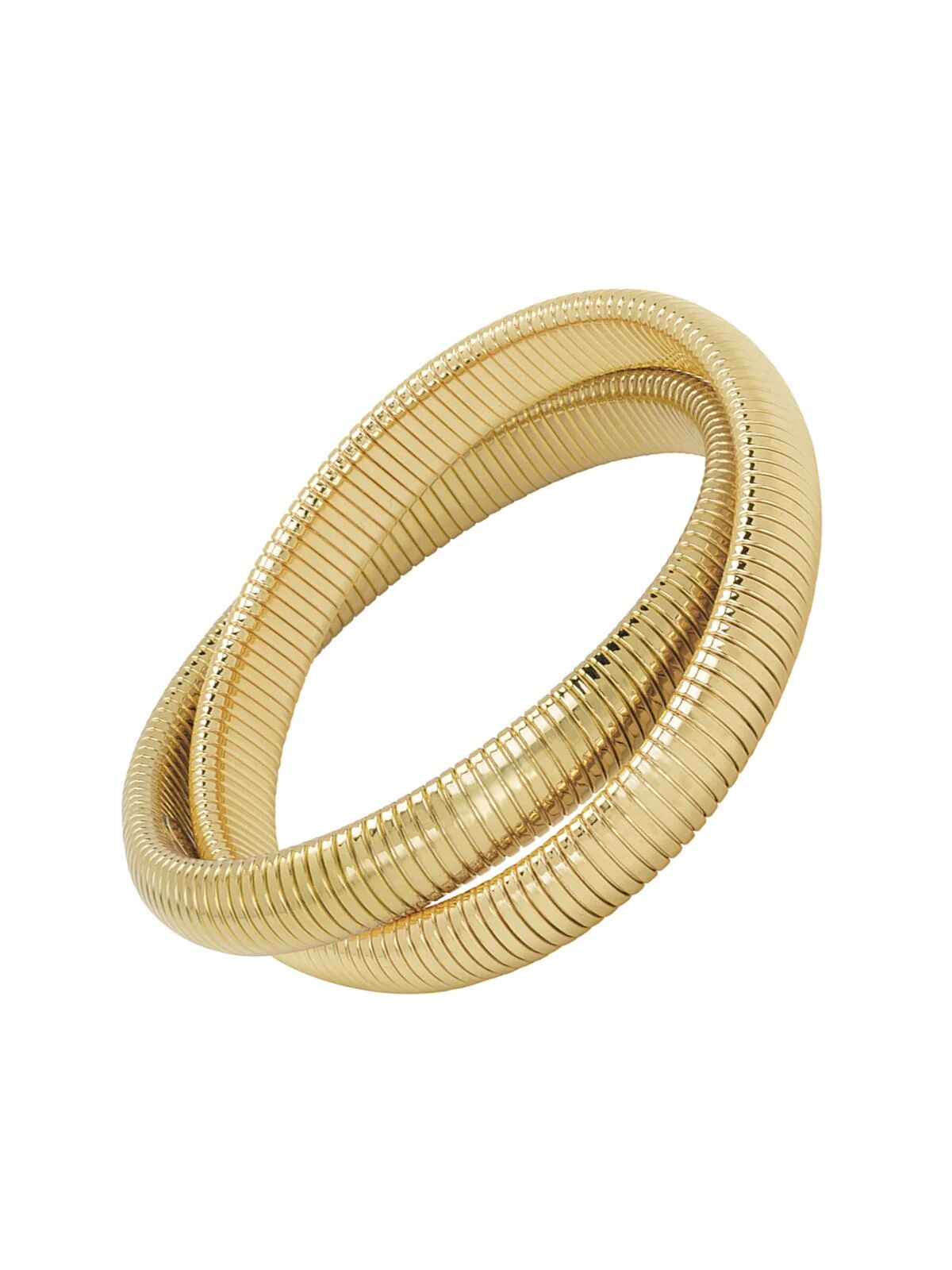 High Polished Yellow Gold Plated Medium Double Cobra Bracelet | YLANG 23