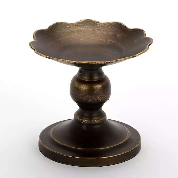 Dark Gold Metal Pillar Candle Holder, 5.25 in. | Kirklands Home | Kirklands
