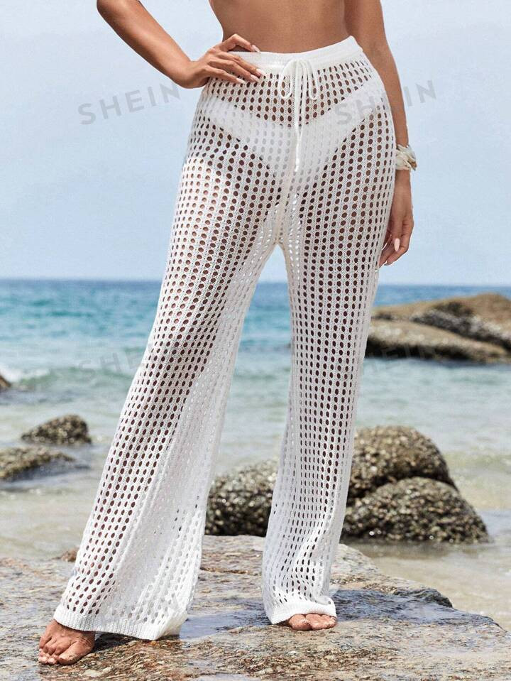 SHEIN Swim Vcay Summer Beach Hollow Out Crochet Cover Up Pants | SHEIN USA | SHEIN