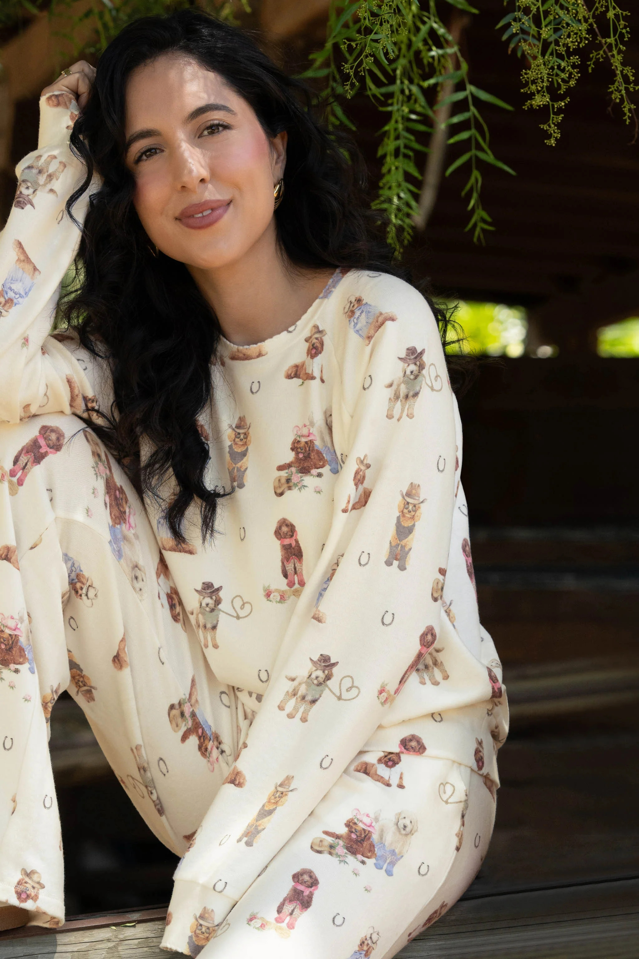 Ruff On The Range Dog Print Long Sleeve Top | PJ Salvage