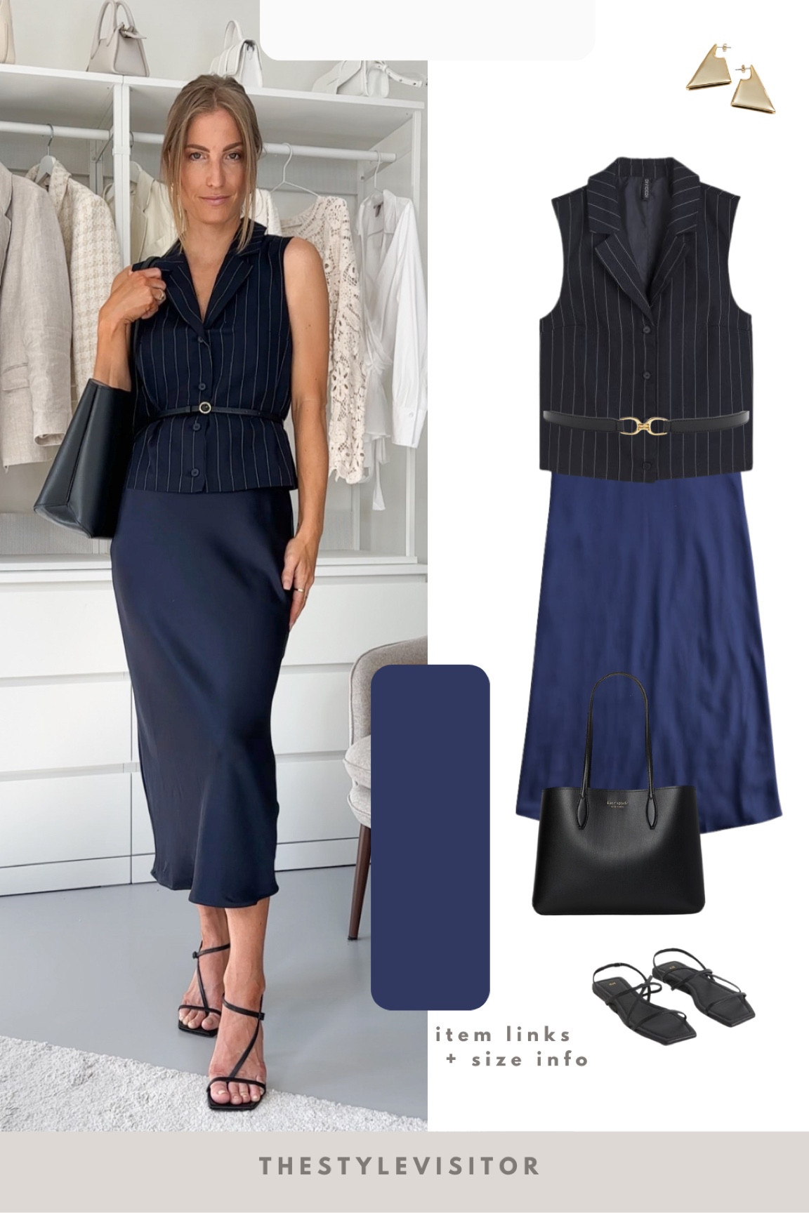 Summer work outfit in an older navy satin midi skirt from Mango, linked a dupe. Wearing the waistcoat in S but I think it’s quite oversized could’ve worn xs. Read the size guide/size reviews to pick the right size.

Leave a 🖤 to favorite this post and come back later to shop

Work outfit, workwear, summer work outfit, office outfit, office wear 

#LTKSeasonal #LTKstyletip #LTKworkwear