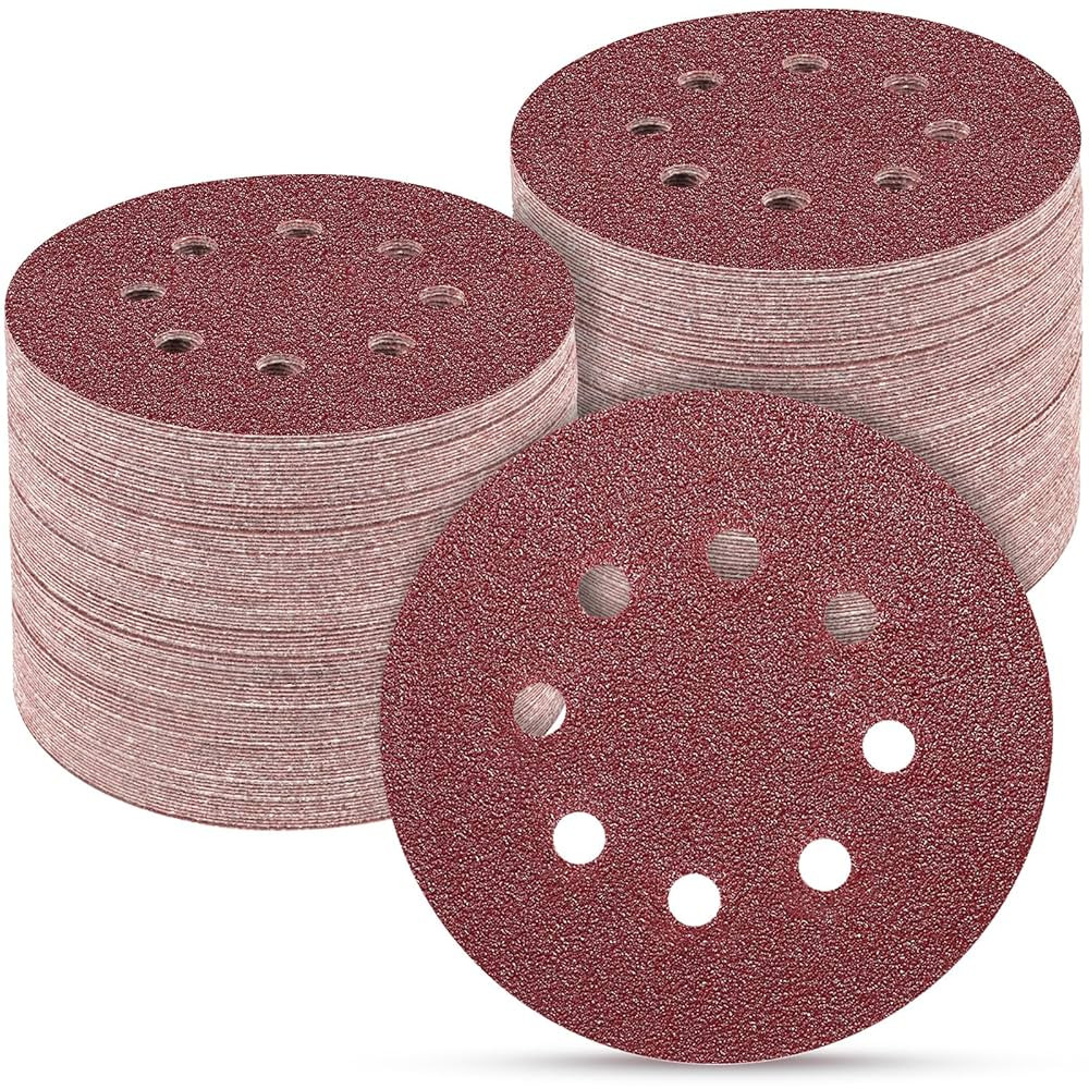 100 PCS 5 Inch Sanding Discs 60 Grit, Round Hook and Loop Sandpaper for Random Orbital Sander | Amazon (US)
