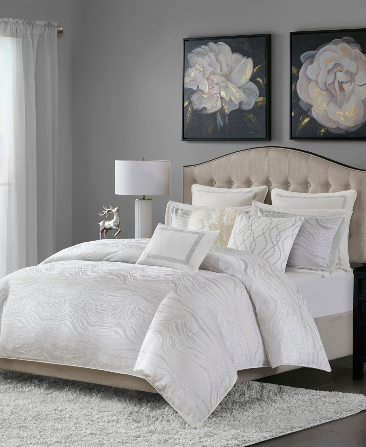 Madison Park Signature Hollywood Glam 8-Pc. Comforter Set, Queen - White | Macy's