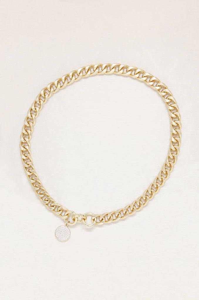 Crystal Disc Charm and 18k Gold Plated Chain Necklace | Ettika