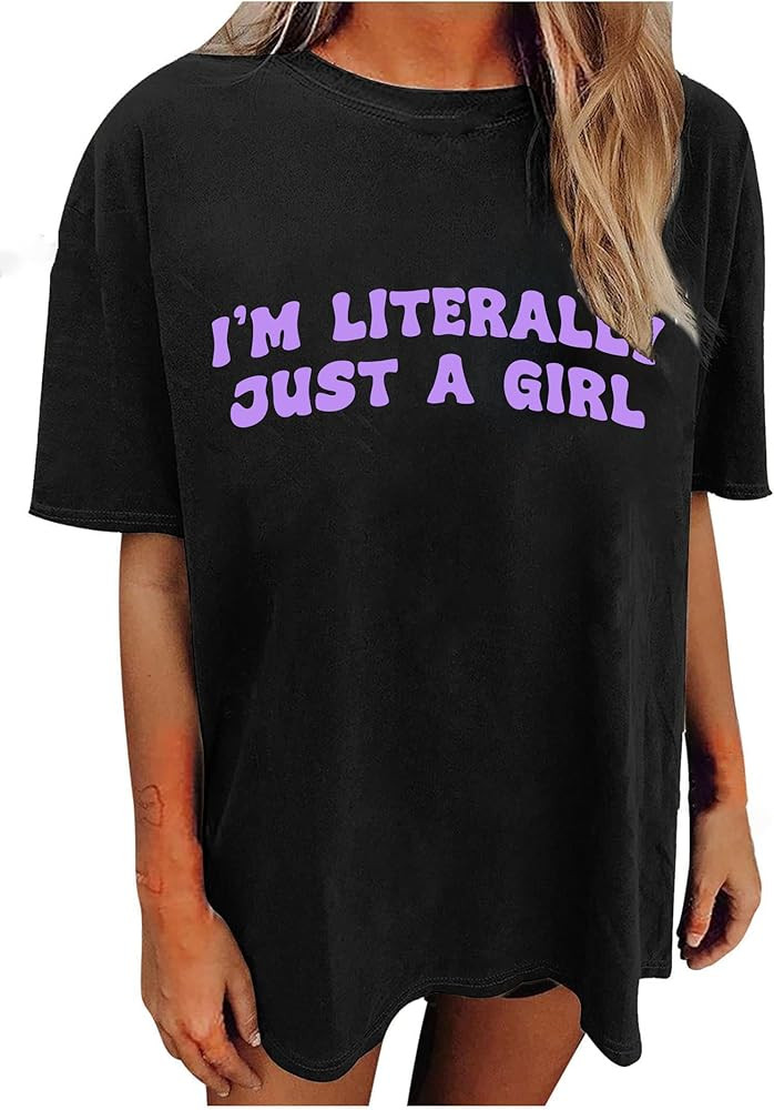 Avanova Women Graphic Letter Print Oversized T Shirt Short Sleeve Casual Summer Loose Fit Tee Top | Amazon (US)
