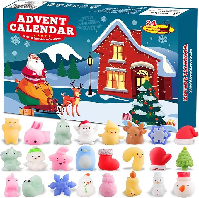 NPET Advent Calendar 2021 Mochi Squishies Chiristams Gift For Kids, 24pcs Countdown Cute Relief S... | Amazon (US)