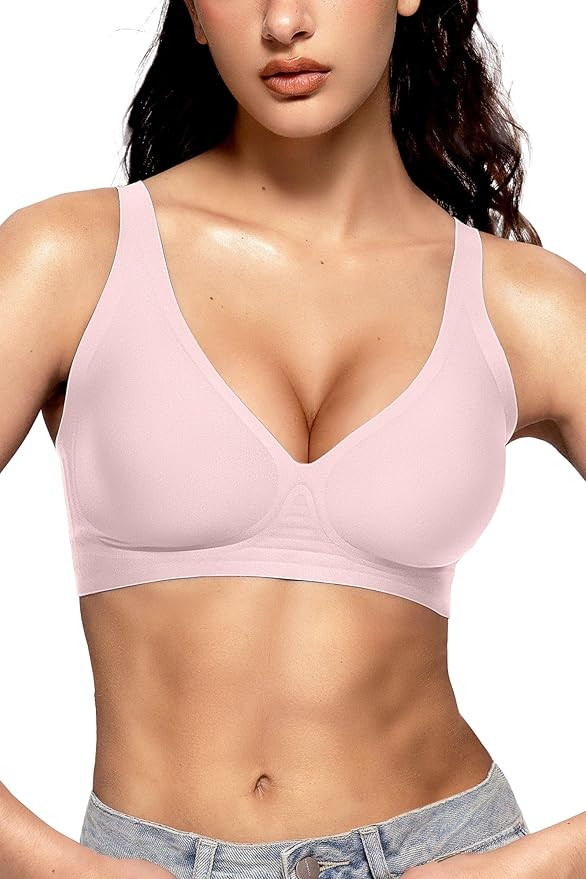 Vertvie Womens Wireless Seamless Bras Deep V No Underwire Push Up Bras Supportive Full Coverage B... | Amazon (US)