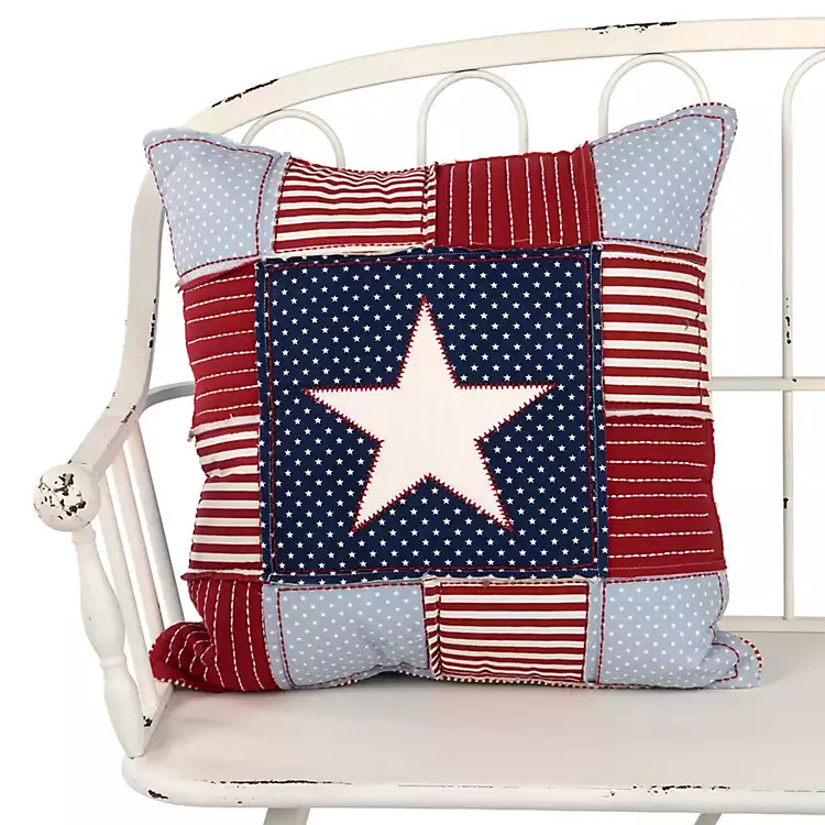 New! Patchwork Star Patriotic Pillow | Kirklands