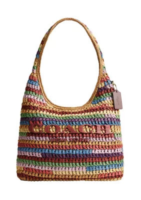COACH Large Weave Straw Brooklyn Shoulder Bag | Belk