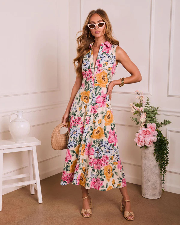 After Bloom Floral Maxi Shirt Dress | VICI