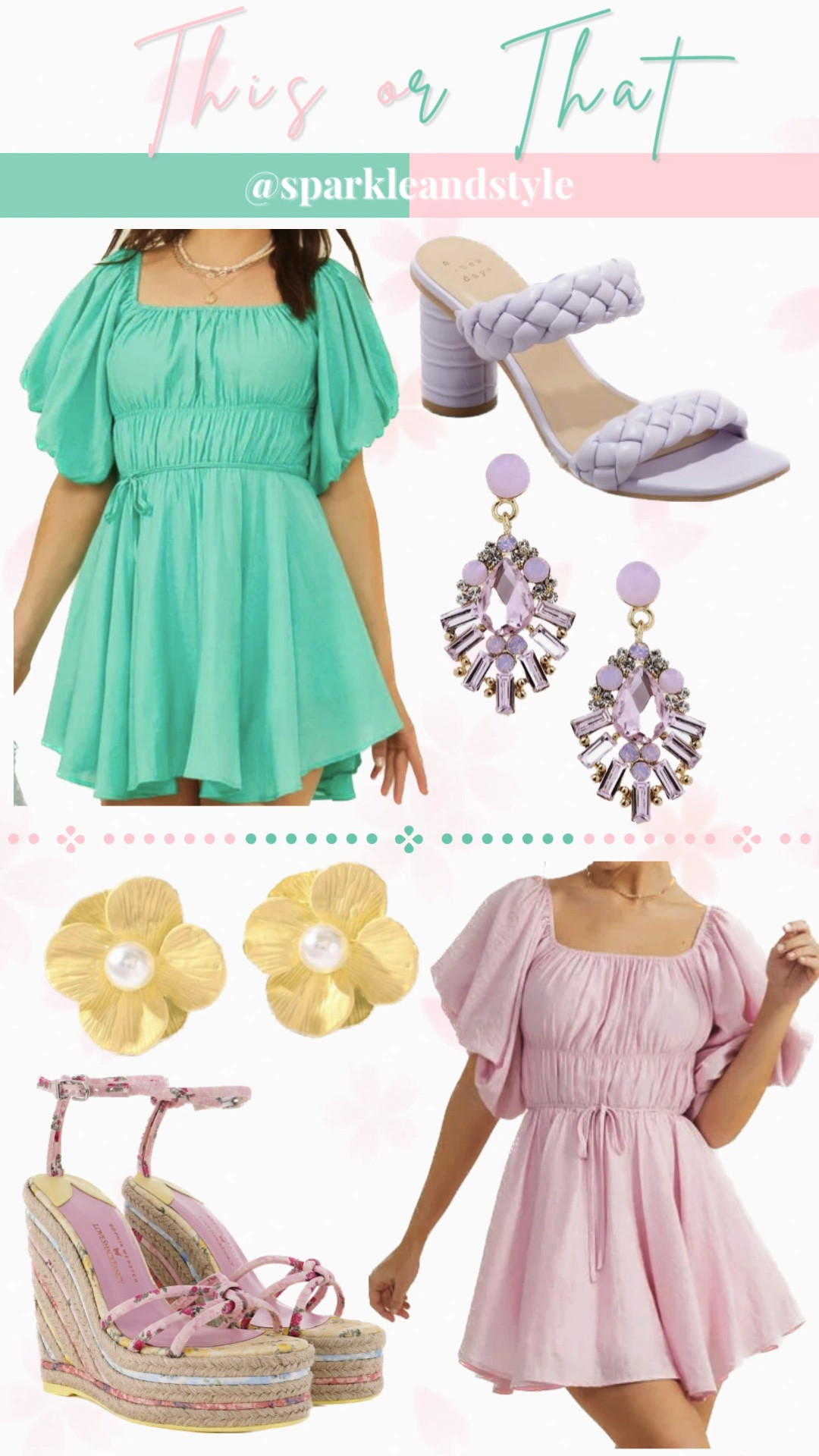 This Or That: Spring & Summer Outfit Inspo

This gorgeous puff sleeve dress is the perfect versatile style for the spring and summer! There are endless ways to style it and it comes in 10 colors! Dresses are currently BOGO 50% off at Altar’d State! 

💚 green puff sleeve dress, lilac braided heels, lilac statement earrings 
💗 light pink puff sleeve dress, loveshackfancy floral wedges, yellow flower earrings 

summer fashion, summer dress, summer styles, summer outfits, spring fashion, spring outfits, spring dress, spring styles, wedding guest outfit, wedding guest dress, Barbie core vibes, mermaid core vibes   

#LTKsalealert #LTKshoecrush #LTKwedding