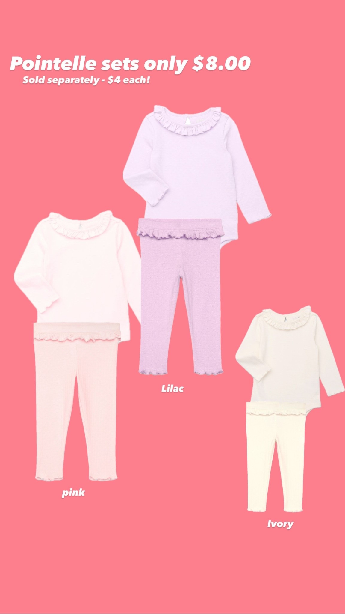 These precious Pointelle sets are only $8.00! 

#LTKKids #LTKBaby #LTKFamily