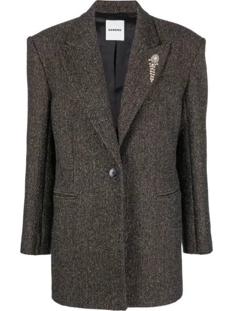 SANDRO Long Sleeve Blazer - Farfetch | Farfetch Global