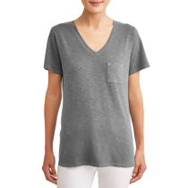 Time and Tru Women's Short-sleeve V-neck Slub Tee | Walmart (US)