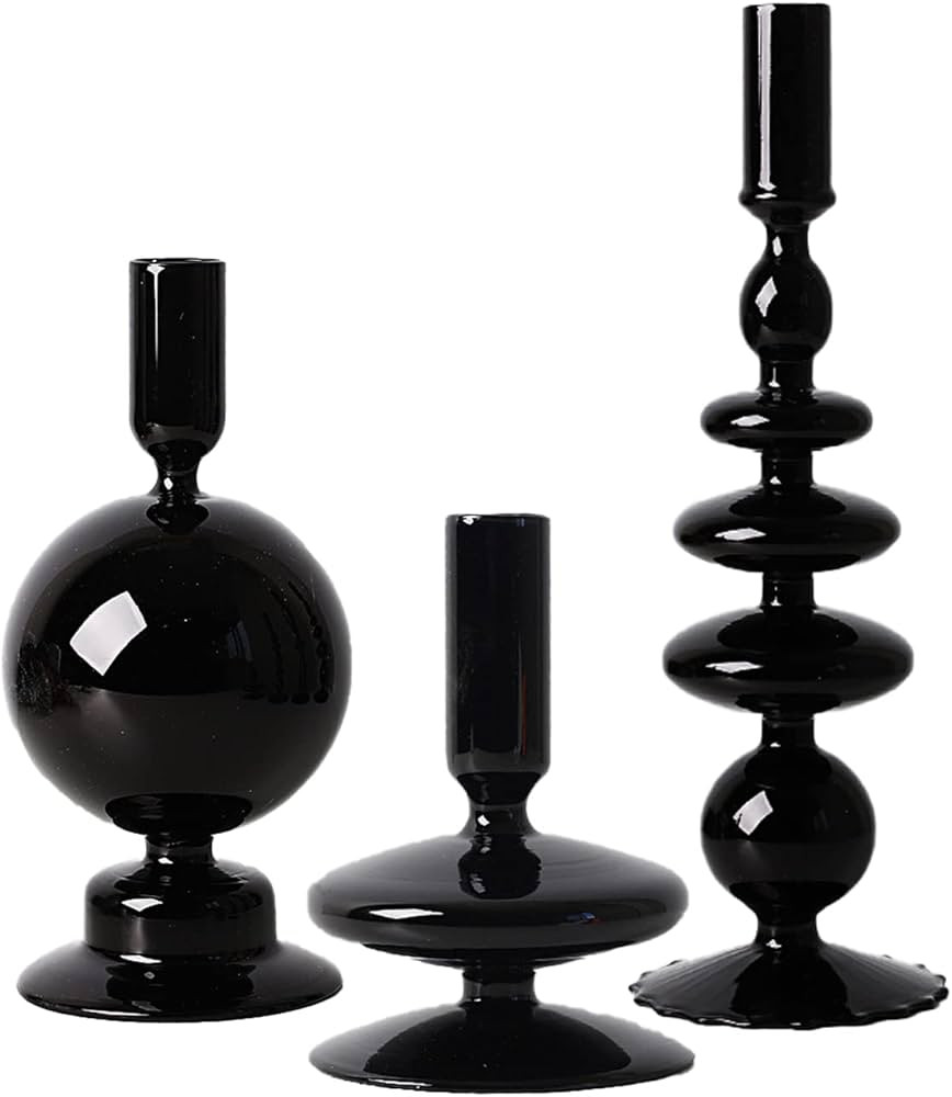 Candlestick Holders, Glass Candle Holders for Table Centerpiece, Taper Candle Stand Modern Style ... | Amazon (US)