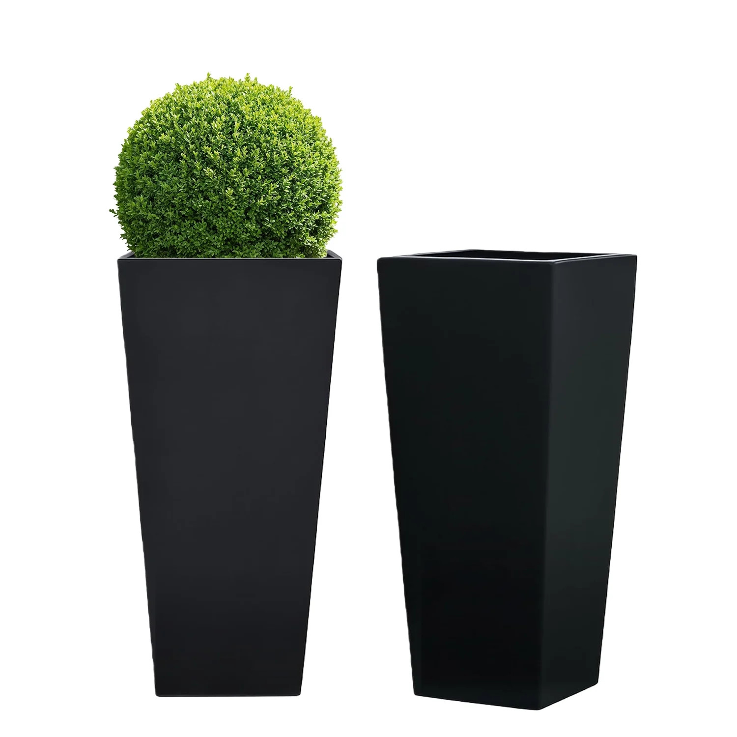 GreenShip 27 inch Large Outdoor Planter, Tall Planters for Outdoor Plants, Set of 2 Flower Pots w... | Walmart (US)
