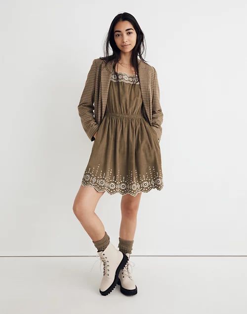Embroidered Corduroy Square-Neck Mini Dress | Madewell