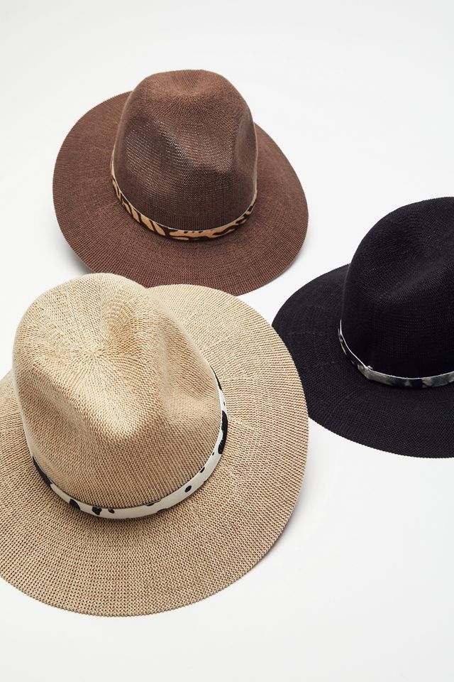 Faye Printed Trim Panama Hat | Urban Outfitters (US and RoW)